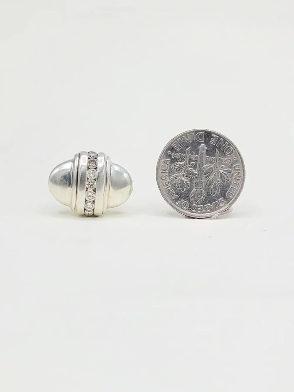 David Yurman Thoroughbred Cufflinks in Sterling Silver w/ White Diamonds - RARE